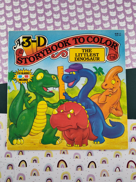 Vintage 1989 Watermill Press A 3-D Storybook to Color: The Littlest Dinosaur Softcover