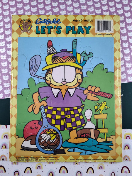 Vintage 2002 Bendon Garfield "Let's Play" Frame-Tray Puzzle, New/Sealed