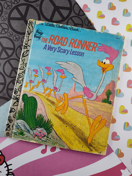 Vintage 1992 Little Golden Book: The Road Runner, A Very Scary Lesson Hardcover