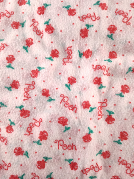 Vintage "Pooh" Winnie the Pooh Roses Fabric Remnant 1-1/2 yd x 72" W, Nice & Clean