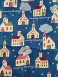 Vintage "Country Blessings" Mennonite Church Steeple Fabric Remnant 1-1/2 yd x 42" W, Nice & Clean