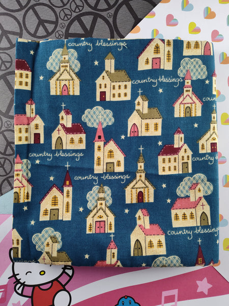Vintage "Country Blessings" Mennonite Church Steeple Fabric Remnant 1-1/2 yd x 42" W, Nice & Clean