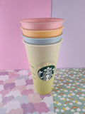 Starbucks 24 oz Venti Cold Brew Pastel Color Reusable Cup Set/4, Like New