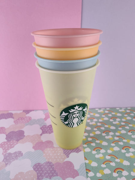 Starbucks 24 oz Venti Cold Brew Pastel Color Reusable Cup Set/4, Like New