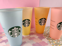 Starbucks 24 oz Venti Cold Brew Pastel Color Reusable Cup Set/4, Like New