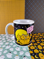 Vintage 1988 Halloween Pumpkin Cat Ceramic Let’s Party! Coffee Mug, Nice & Clean Design House