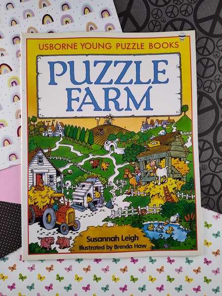 Vintage 1990 Paperback, Usborne Young Puzzle Books: Puzzle Farm, Nice & Clean