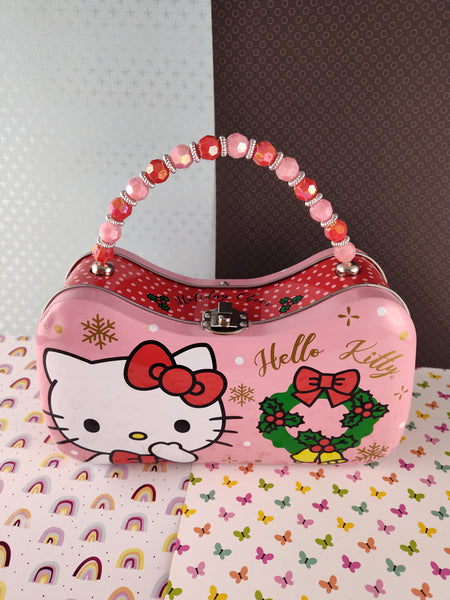2022 Sanrio Hello Kitty Christmas Tin Beaded Purse Holiday Cheer, Nice & Clean