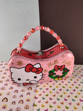 2022 Sanrio Hello Kitty Christmas Tin Beaded Purse Holiday Cheer, Nice & Clean