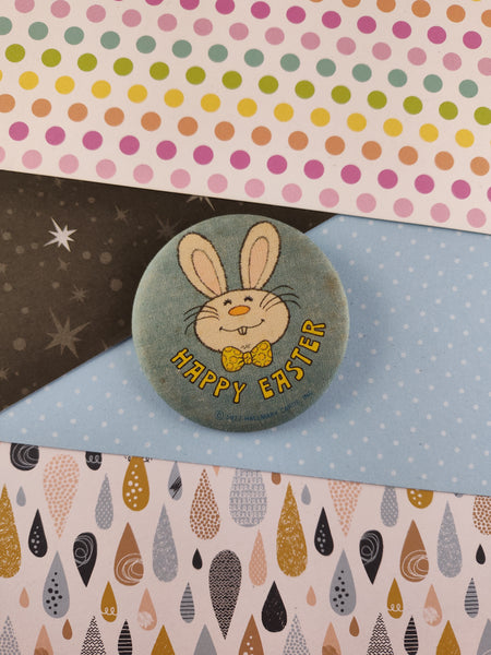 Vintage 1977 Hallmark Cards "Happy Easter" Bunny Rabbit Pin Lapel Brooch, 2.25"