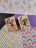 Vintage Colorful Faerie Fairy Angelic Wooden Stamp Blocks Set/2