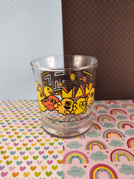 Vintage 1982 Bally Midway Pac Man Glass Low Tumbler, Great Shape