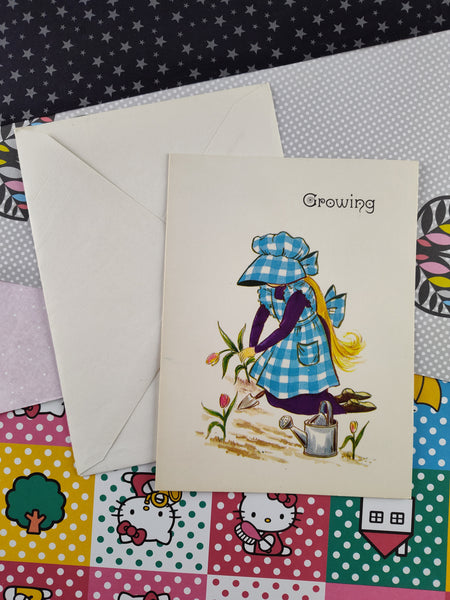 Vintage Plaids 'n' Bows Greeting Card "Growing" Get Well Soon Clean & Unused