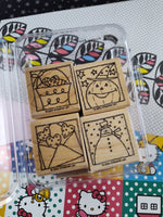 Vintage 2004 Stampin' Up Rubber Stamp Blocks Set/4, "Festive Four" Nice & Clean