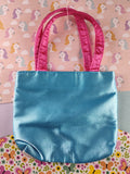 Hello Kitty Bag Girls Handbag, Pink Blue Satin-Style Nautical Cute Whale, Clean