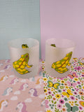 Dartington Designs Lowball Frosted Glass Tumbler Green/Yellow Tree Frogs Set/2