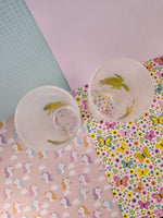 Dartington Designs Tall Frosted Glass Tumbler Green/Yellow Tree Frogs & Turtles Set/2