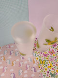 Dartington Designs Tall Frosted Glass Tumbler Green/Yellow Tree Frogs & Turtles Set/2