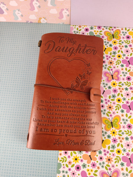 "To My Daughter" From Mom Engraved Leather Journal/Notebook, New & Unused