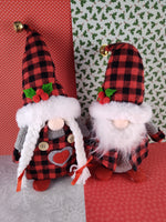 Holiday Christmas Unbranded Gnome Couple Mistletoe & Holly Fabric Doll Pair