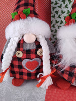 Holiday Christmas Unbranded Gnome Couple Mistletoe & Holly Fabric Doll Pair