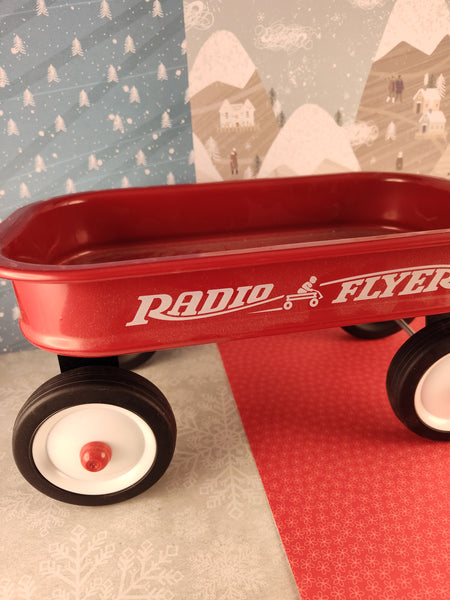 Metal Mini Red Radio Flyer Classic Wagon for Dolls, Bears, Nice & Clean