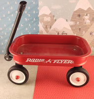 Metal Mini Red Radio Flyer Classic Wagon for Dolls, Bears, Nice & Clean