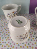 Vintage Lenox "Wind Chimes" Ceramic Floral Birds Teacup Tea Cup Set/4