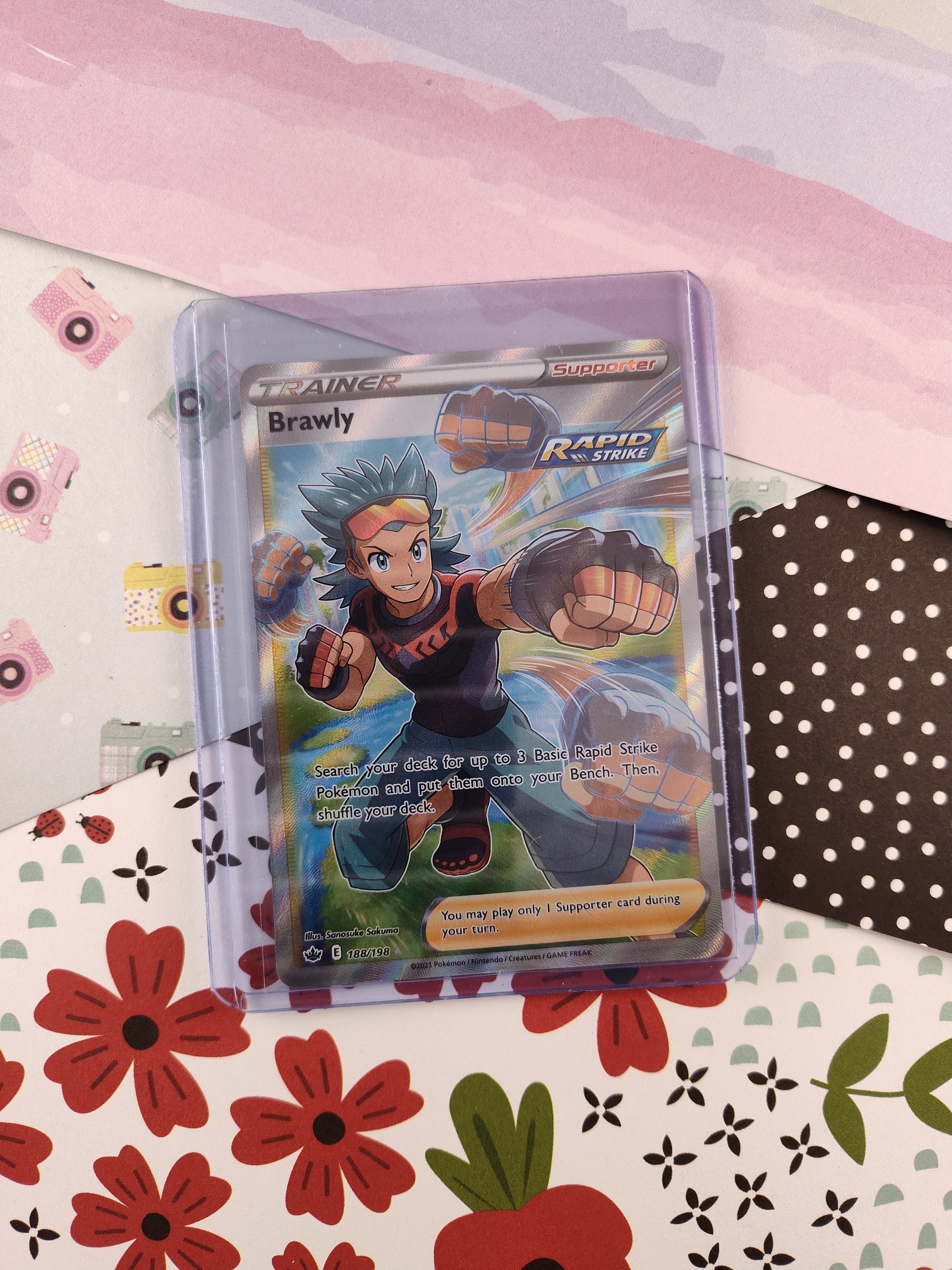 Pokemon TCG - Brawly Chilling Reign Full Art Holo Card 188/198