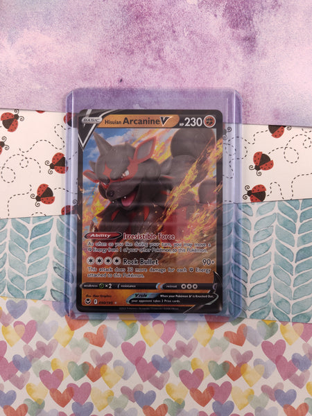 Pokemon TCG - Hisuian Arcanine V Silver Tempest Full Art Holo Card 090/195 - NM