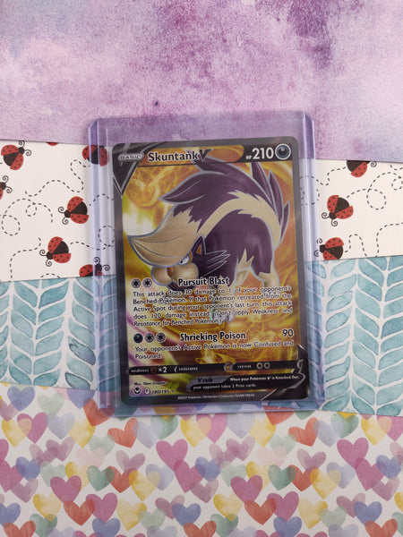 Pokemon TCG - Skuntank V Silver Tempest Full Art Holo Card 180/195 - NM