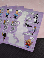Vintage 1989 Hallmark Looney Tunes Partial Sticker Sheets, Set/6 Sheets