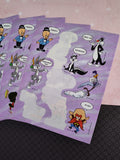 Vintage 1989 Hallmark Looney Tunes Partial Sticker Sheets, Set/6 Sheets