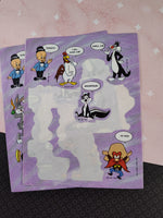 Vintage 1989 Hallmark Looney Tunes Partial Sticker Sheets, Set/6 Sheets