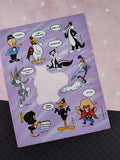 Vintage 1989 Hallmark Looney Tunes Partial Sticker Sheets, Set/6 Sheets