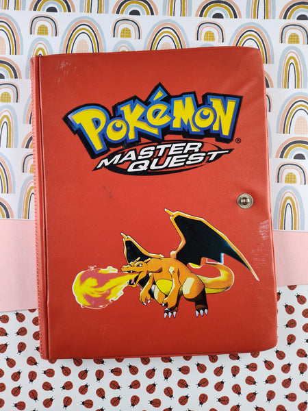 Vintage 2002 Pokemon Charizard Master Quest Red 4-Pocket TCG Binder, Fair Condition