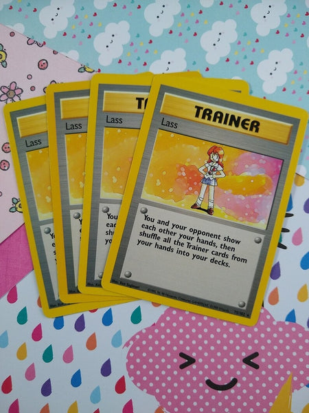 Vintage Rare - Set/4 Lass Base Set Non-Holo Pokemon Cards 75/102 - LP