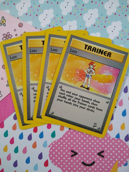 Vintage Rare - Set/4 Lass Base Set 2 Non-Holo Pokemon Cards 104/130 - LP