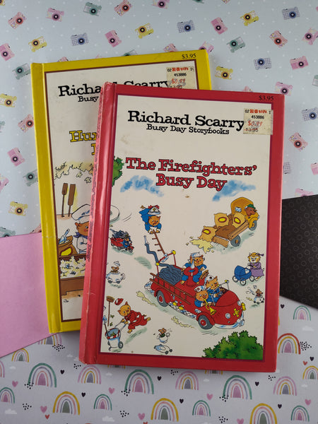 Vintage 1997 Richard Scarry Busy Day Storybooks Hardcover Set/2