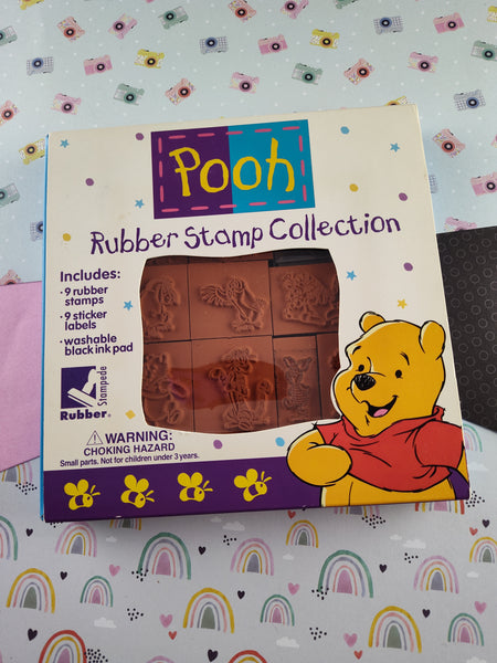 Vintage Winnie the Pooh Rubber Stamp Kit Unused, Clean Rubber Stampede