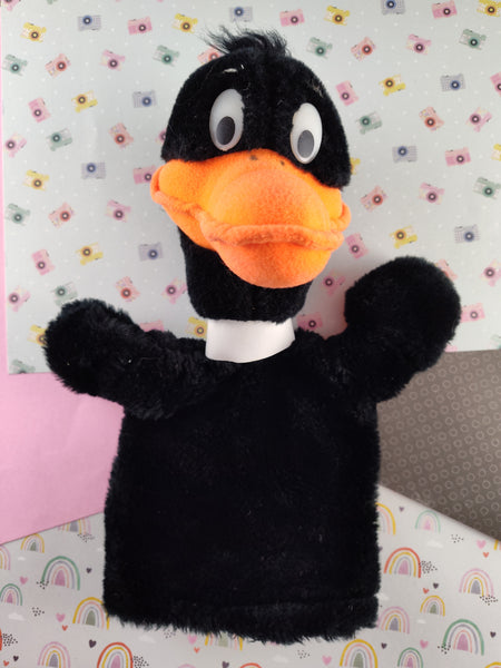 Vintage 1971 Mighty Star Looney Tunes Daffy Duck Soft Plush Hand Puppet 11", Nice & Clean