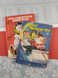 Vintage 1977 Rand McNally Christmas Santa Snowman Hardcover Books Set/2