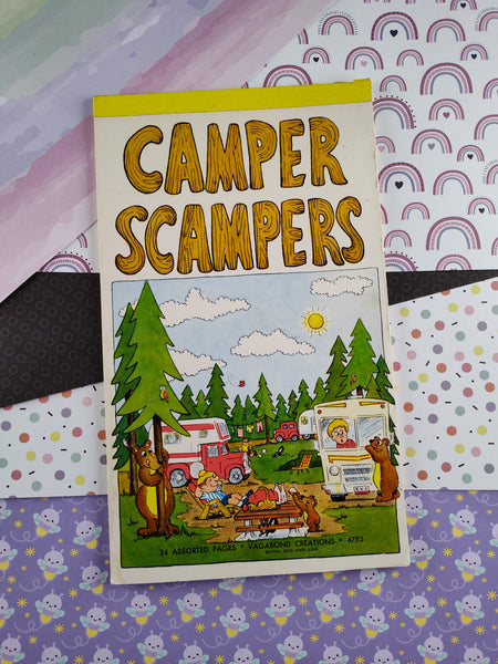 Vintage Vagabond Creations "Camper Scampers" Illustrated Flip Notepad, Nice & Clean