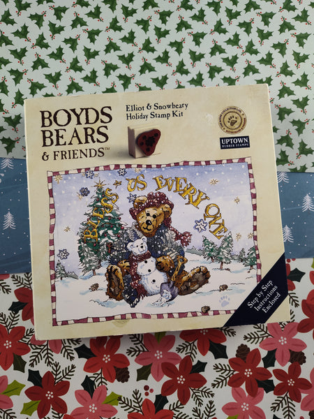 Vintage Boyds Bears & Friends Elliot + Snowbeary Holiday Stamp Kit Unused, Clean