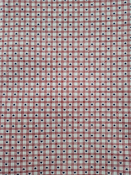 Vintage Olde Country Amish Mennonite Hearts Fabric Remnant, 2 yd x 45" W