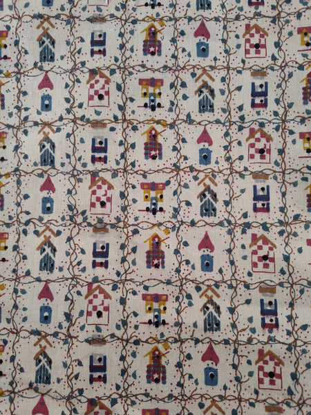 Vintage Olde Country Amish Mennonite Patterned Home Fabric Remnant, 1 yd x 45" W