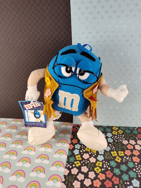 Vintage 2003 M&M's Blue Groovy Hippy Soft Plush Doll 7" NWT