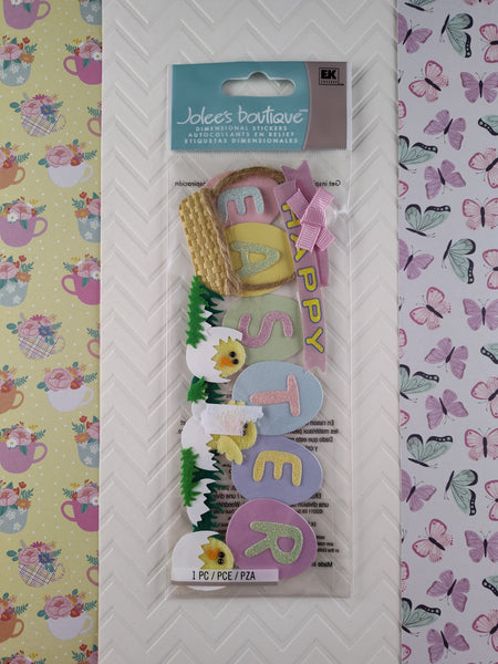 Jolee's Boutique Spring Easter Eggs Chicks Basket 3-Dimensional Sticker Pack, New/Sealed