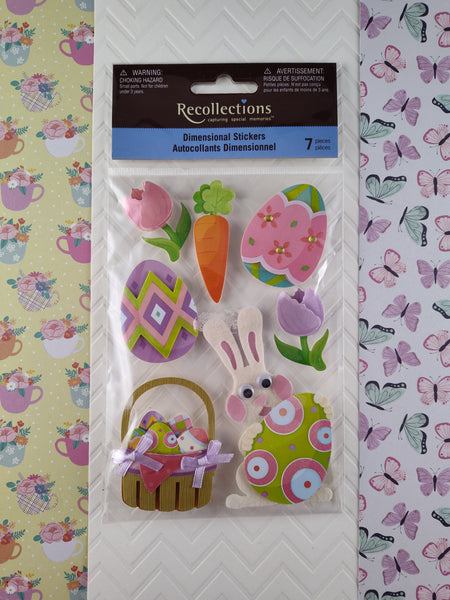 Recollections Easter Bunny Rabbit 3-Dimensional Sticker Pack, New/Sealed