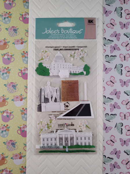 Jolee's Boutique Spring Flowers White House Washington DC 3-Dimensional Sticker Pack, New/Sealed